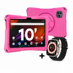 Falabella Tablet Niños 10 Pulgadas 8GB RAM (4Gb+4Gb) X2 Doble SIM Android 14 64GB + Reloj Rosado oferta