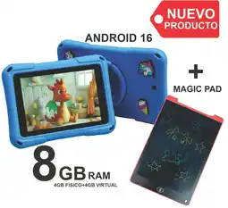 Falabella Tablet Niños 7 Pulgadas 8GB RAM (4+4) 64 GB Android 16 Wifi + MagicPad Azul oferta