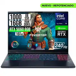 Falabella PORTATIL PREDATOR NEO 16S CORE ULTRA 9-275HX RTX 5060 8GB SSD 1TB RAM 16GB 16 OLED oferta