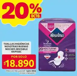 Ara Nosotras toallas higienicas buenas noches invisible oferta