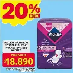 Ara Nosotras - toallas higiénicas buenas noches invisible rapisec nocturna oferta