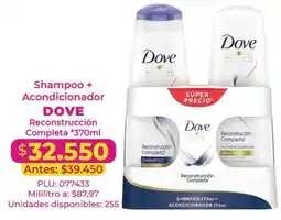 Belalcazar Dove shampoo + acondicionador reconstrucción completa oferta
