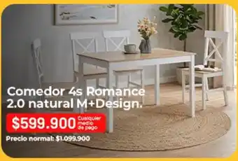 Pago - comedor 4s romance 2.0 natural m+design