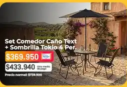 Easy Tokio - set comedor caño text + sombrilla 4 per oferta