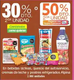 Jumbo Alpina bebidas lácteas quesos del autoservicio cremas de leche y postres refrigerados oferta