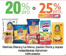 Jumbo Harinas Diana y La Nieve, pastas Doria y sopas instantáneas Ajinomen oferta