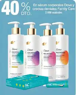 Jumbo Dove en sérum corporales y cremas dentales Family Care oferta