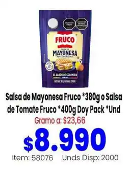 MercaTodo Fruco salsa de mayonesa o salsa de tomate oferta