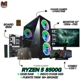 Falabella TORRE GAMING READY - RYZEN 5 8500G - 32GB RAM - 512GB SSD - MONITOR 22 120Hz + WINDOWS 11 oferta