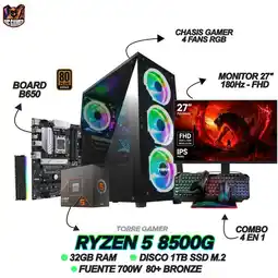 Falabella PC GAMING READY - RYZEN 5 8500G - 32GB RAM - 1TB SSD - MONITOR 27 180Hz + WINDOWS 11 oferta