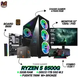Falabella TORRE GAMING READY - RYZEN 5 8500G - 32GB RAM - 1TB SSD - MONITOR 22 120Hz + WINDOWS 11 oferta