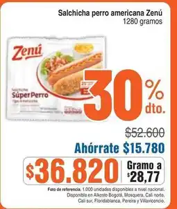 Alkosto Zenú - salchicha perro americana oferta