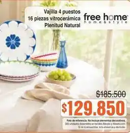 Alkosto Free home - vajilla 4 puestos 16 piezas vitrocerámica oferta