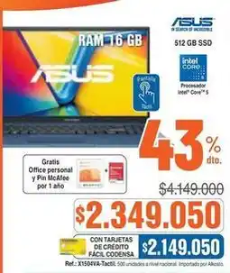 Alkosto Asus - notebook x1504va-tactil oferta