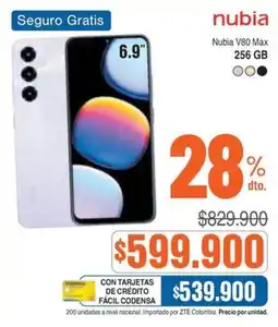 Alkosto nubia nubia v80 max 256 gb oferta