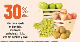 Alkosto Manzana verde en bandeja, manzana en bolsa, uva sin semilla y kiwi oferta
