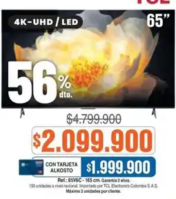 Alkosto TCL tv 65" oferta