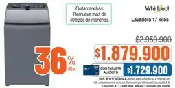 Alkosto Whirlpool lavadora 17 kilos oferta