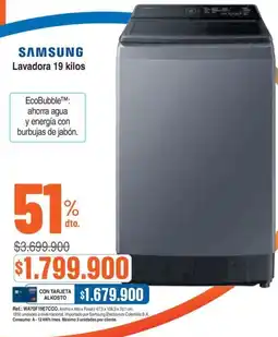 Alkosto Samsung lavadora 19 kilos oferta