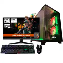 Falabella PC GAMER RYZEN 7-5700G 16GB RAM 1000GB SSD MONITOR 24 PERIFERICOS GAMER oferta