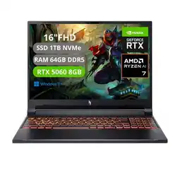 Falabella PORTATIL NITRO V16 AI RYZEN AI 7 350 RAM 64GB SSD 1TB RTX 5060 8GB oferta
