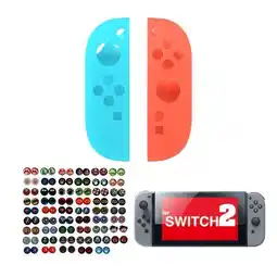 Falabella Protector En Silicona Neon + Vidrio + 2 Grips Para Joycon Switch 2 oferta