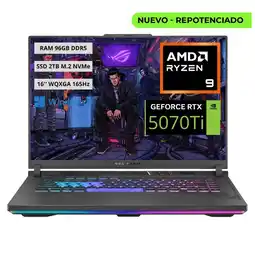 Falabella Portatil Gamer ROG STRIX G16 2025 - RYZEN 9 8940HX - 96GB - 2TB - RTX 5070TI 12GB oferta