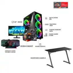 Falabella COMPUTADOR GAMER RYZEN 5 5600GT RAM 16GB SSD 2TB + MONITOR 22 FHD + ESCRITORIO oferta