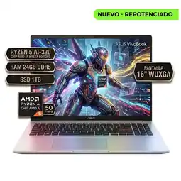 Falabella M1607KA-MB144 RYZEN 5 AI-330 CHIP AMD I A HASTA 50 TOPS, RAM 24GB DDR5, SSD1TB PANTALLA 16 SILVER oferta