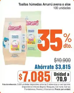 Ktronix Arrurrú toallas húmedas avena o aloe oferta