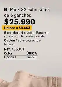 Leonisa Pack x3 extensores de 6 ganchos oferta