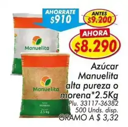 Mercapava Manuelita azúcar alta pureza o morena oferta