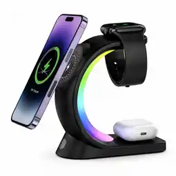 Falabella Base De Carga Inalámbrica Magnética 3 En 1 Con Luz Rgb oferta