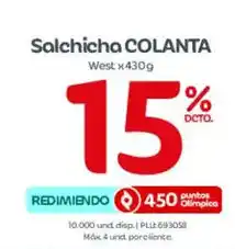 Olímpica Salchicha COLANTA oferta