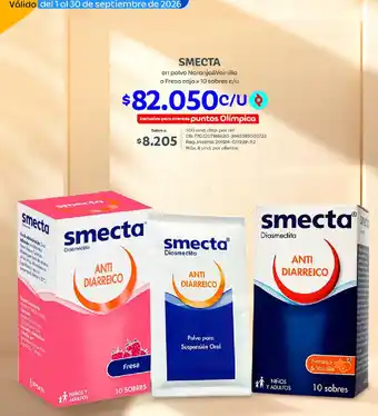 Smecta en polvo Noranja & Vainilla o Fresa caja x 10 sobres c/u