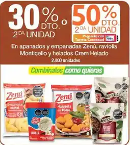 Jumbo Zenú apanados y empanadas Zenú, raviolis Monticello y helados Crem Helado oferta