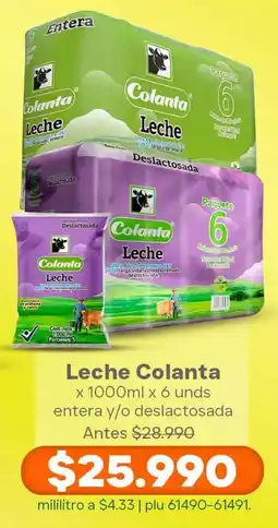 La Gran Colombia Colanta leche entera y/o deslactosada oferta