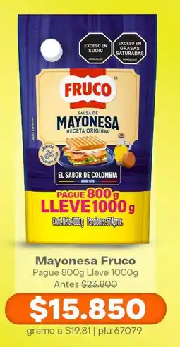 La Gran Colombia Mayonesa Fruco oferta