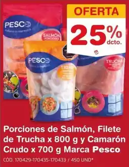 Makro Pesco Porciones de Salmón, Filete de Trucha y Camarón Crudo oferta