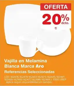 Makro Aro vajilla en melamina blanca oferta
