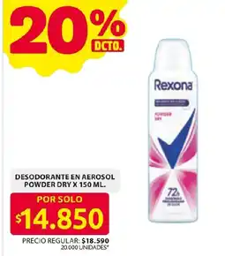 Ara Rexona desodorante en aerosol powder dry oferta