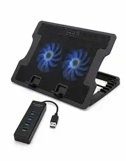 Falabella Base Refrigerante Para Portátil Reclinable 2 Ventiladores LED 17 Pulgadas con Hub USB 638A oferta