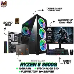 Falabella PC GAMING READY - RYZEN 5 8500G - 16GB RAM - 512GB SSD - MONITOR 24 120Hz + WINDOWS 11 oferta