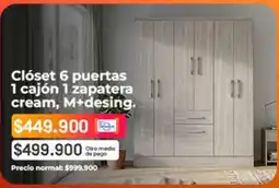 Easy Pago - clóset 6 puertas 1 cajón 1 zapatera cream oferta