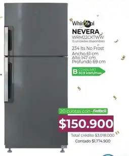 Full Hogar Whirlpool nevera oferta