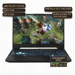 Falabella TUF FA506, AMD RYZEN 7 7445HS, DDR5 32GB SSD 512GB, P15.6FHD, NVIDIA GEFORCE RTX3050 4GB oferta