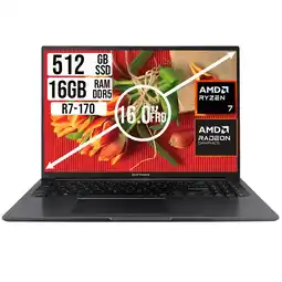 Falabella Portatil Vivobook 16 Amd Ryzen 7 170 Ram 16GB SSD 512GB LCD Wuxga Fhd 16" oferta