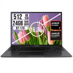 Falabella Portatil Vivobook 16 Amd Ryzen 7 170 Ram 24GB SSD 512GB LCD Wuxga Fhd 16" oferta