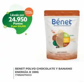 Benet Polvo Chocolate y Banano Energía 200g