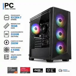 Falabella TORRE GAMER RYZEN 7 5700G - 16GB RAM - SSD 512GB M.2 - FUENTE 350W - 4 FANS RGB oferta